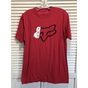 FOX Graphic Logo T-shirt Size Large Red/Blk Short Sleeve Crew Soft Racing
